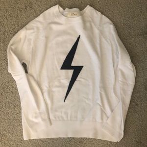 Lightweight pullover sweater with black lightening bolt